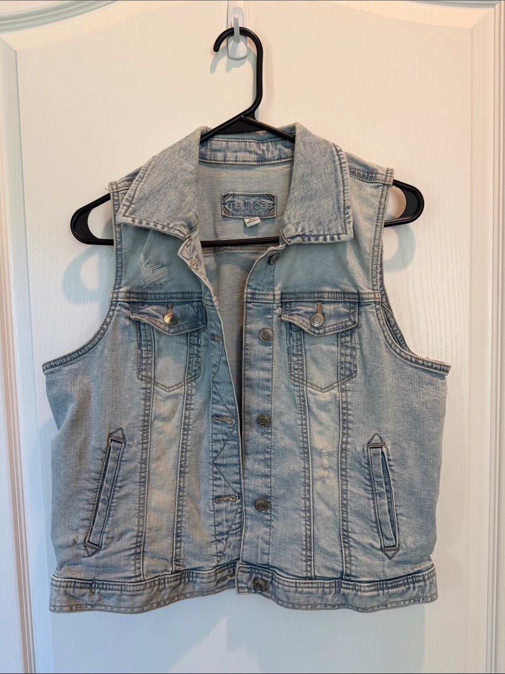 Maurices Light Blue Denim Vest Hanging Organizer